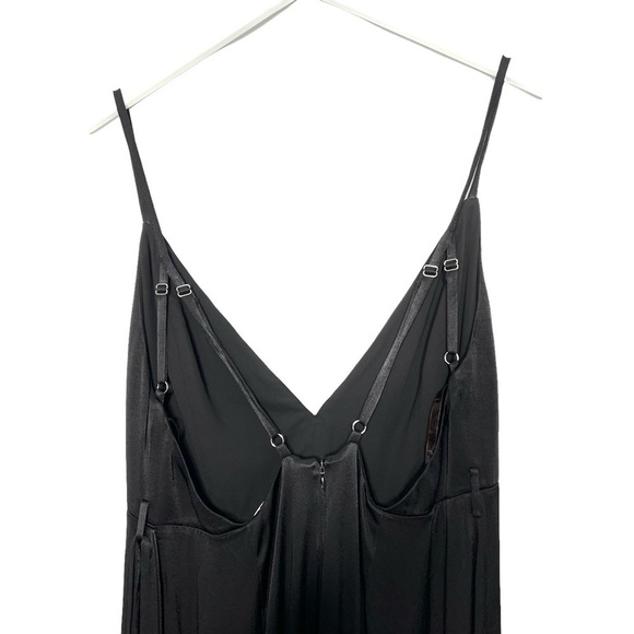 Fame and Partners Benton Jumpsuit Black Satin Size 14 - Picture 11 of 16